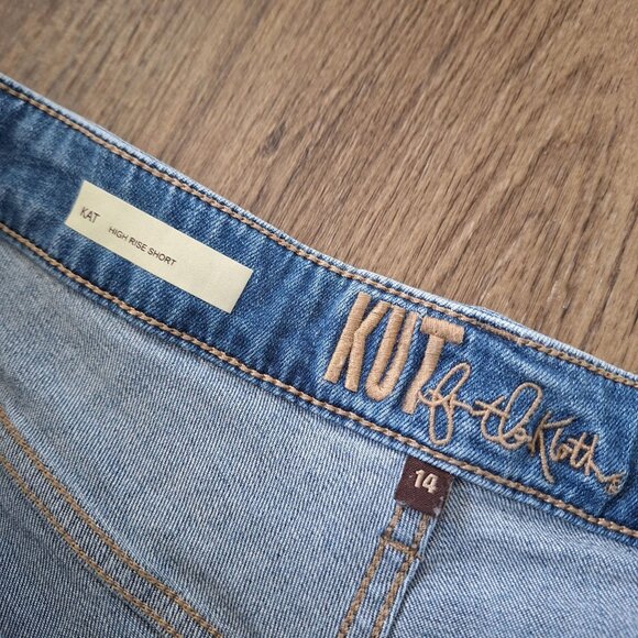 💙 Kut from the Kloth Kat High Rise Shorts Size 14 Denim Jeans Country Casual - Picture 2 of 8